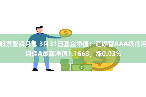 股票配资月息 3月31日基金净值:汇添富AAA级信用纯债A最新净值1.1663,涨0.03%