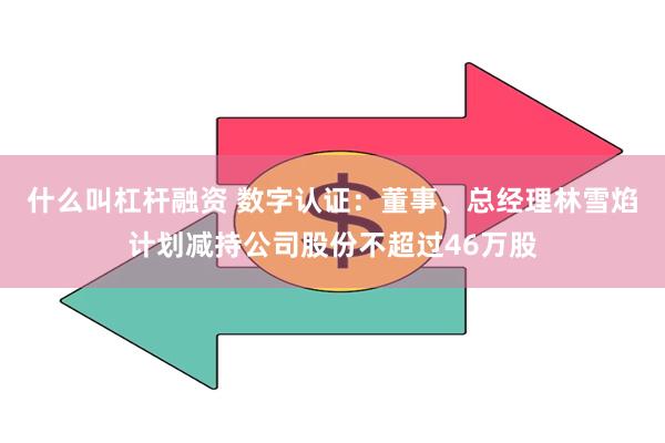什么叫杠杆融资 数字认证：董事、总经理林雪焰计划减持公司股份不超过46万股